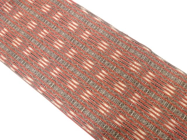 JAPANESE KIMONO / ANTIQUE NAGOYA OBI / WOVEN STRIPE & GEOMETRIC PATTERN